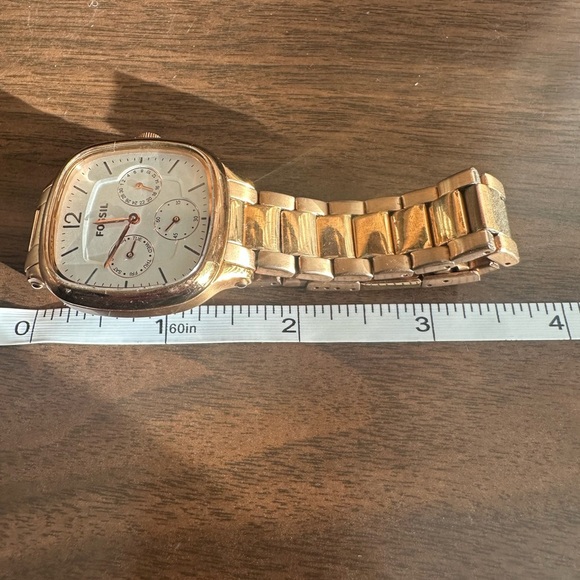Fossil Brand Rose Gold Watch Square Face White Interior Colour Adjustable Strap - Picture 10 of 10